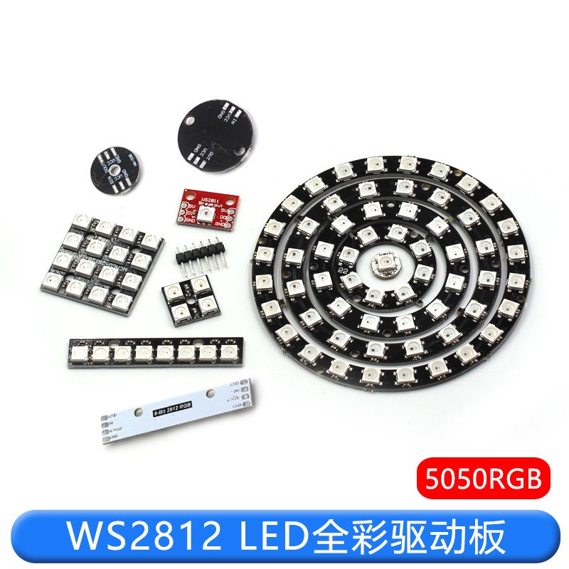 وحدة تطوير ضوء LED مربع دائري مع سائق كامل الألوان مدمج WS2812 5050 RGB LED - Image 4